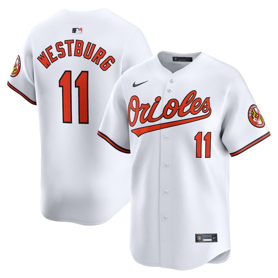 Men Baltimore Orioles 11 Jordan Westburg Nike White Home Limited Player MLB Jersey